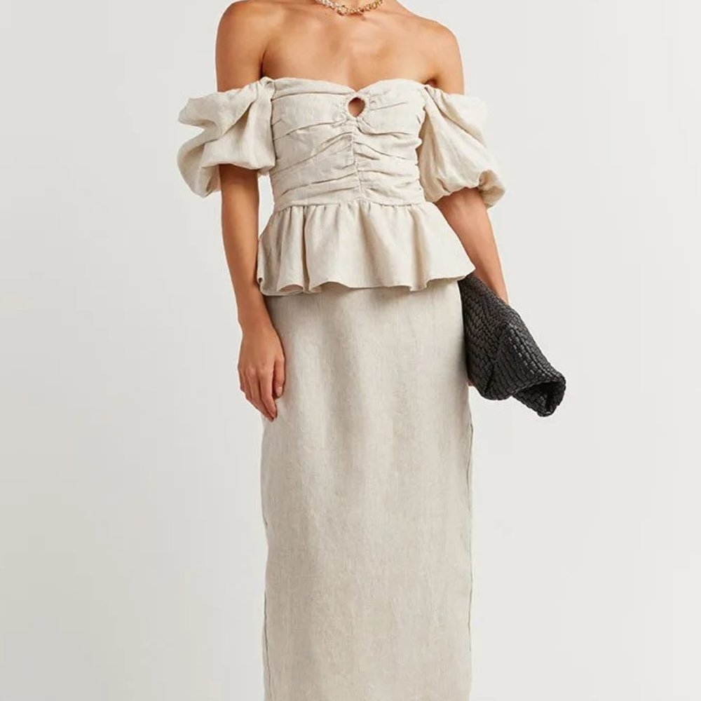 DISSH Roman Linen Peplum Top